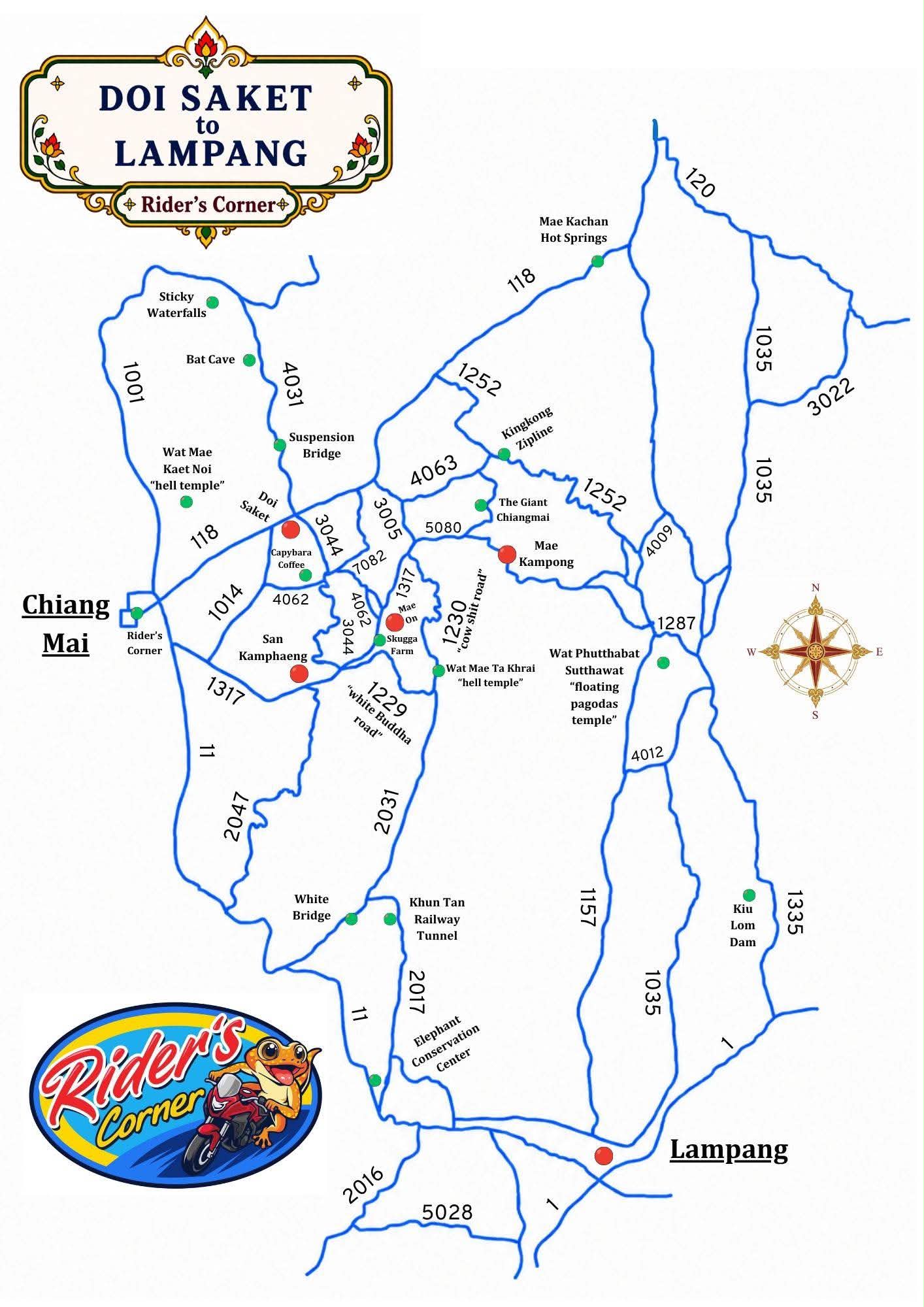 Lampang hand-drawn motorcycle map