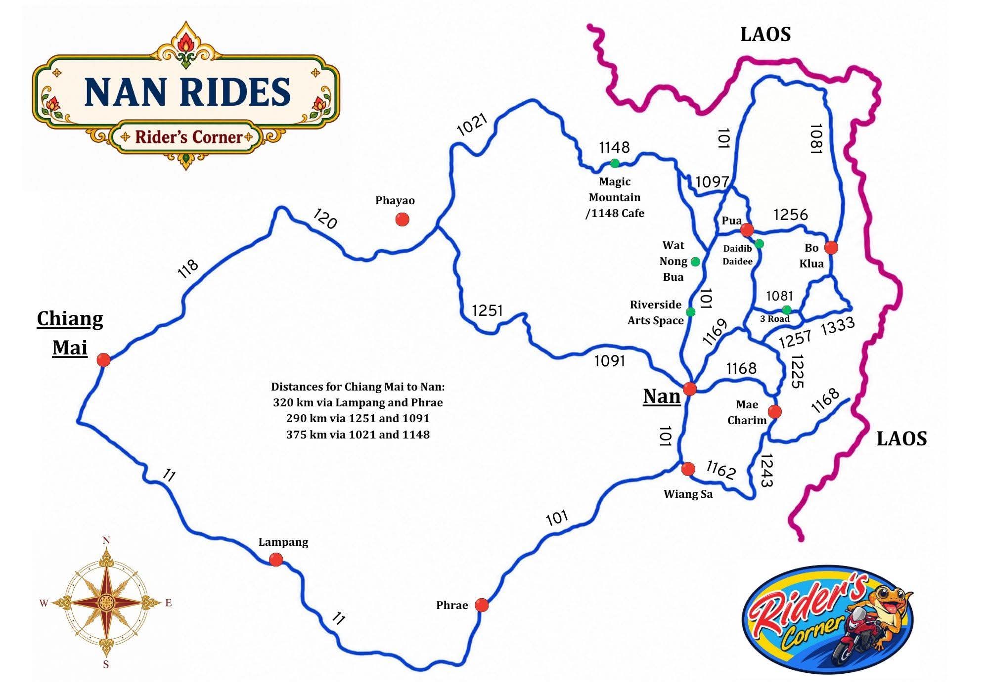 Nan hand-drawn motorcycle map