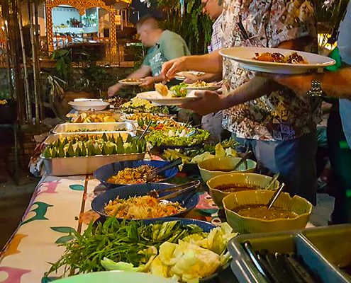 Customers enjoying Rider's Corner Buffet