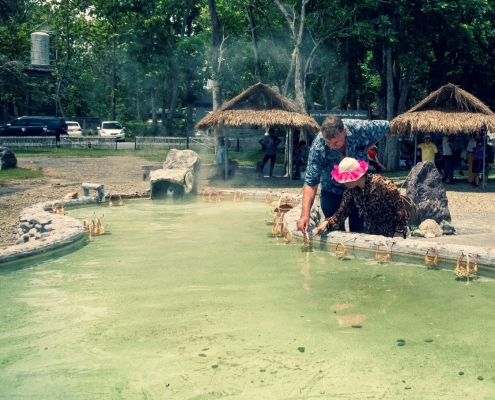 Cooking eggs at San Kamphaeng Hot Springs